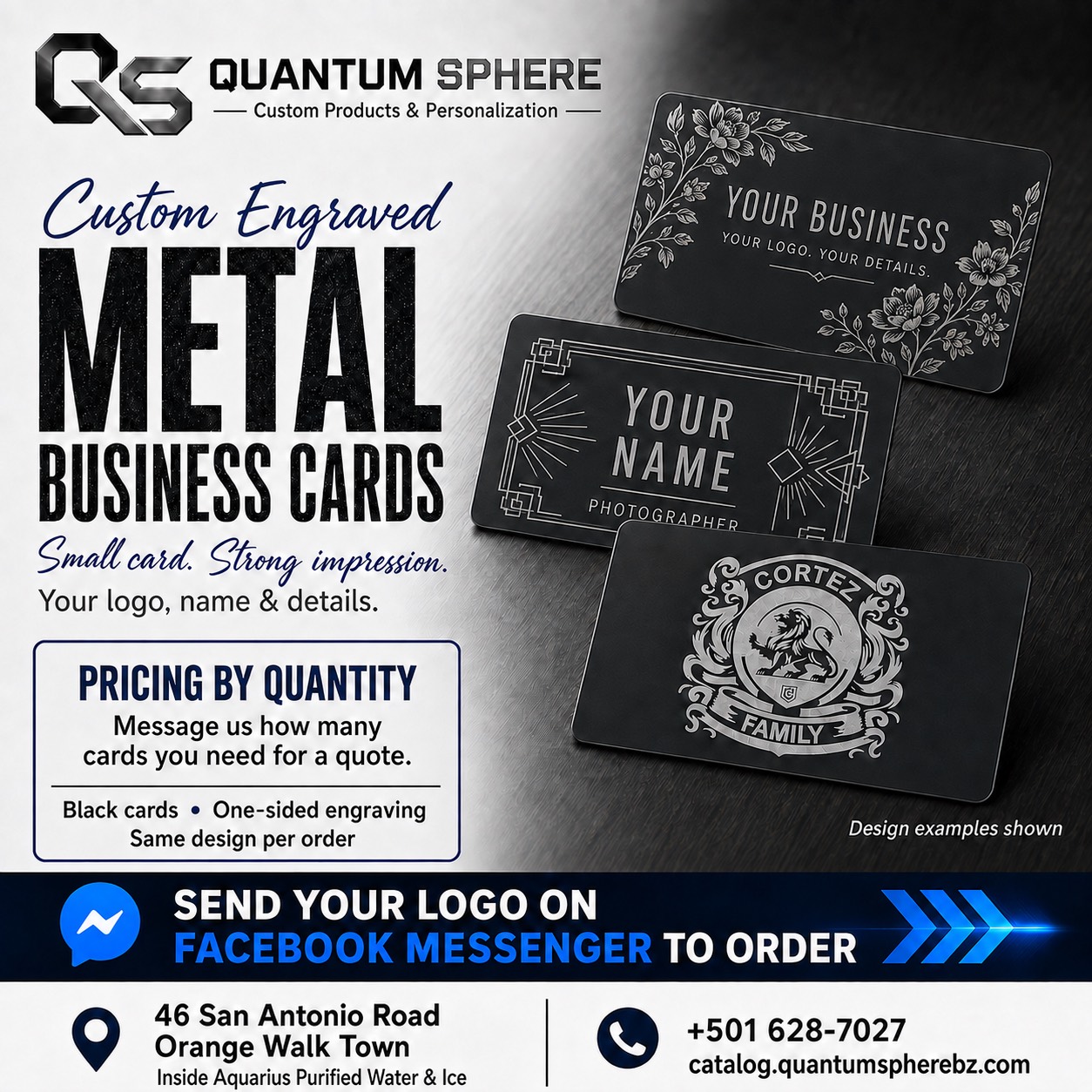 Custom Engraved Metal Business Cards by Quantum Sphere