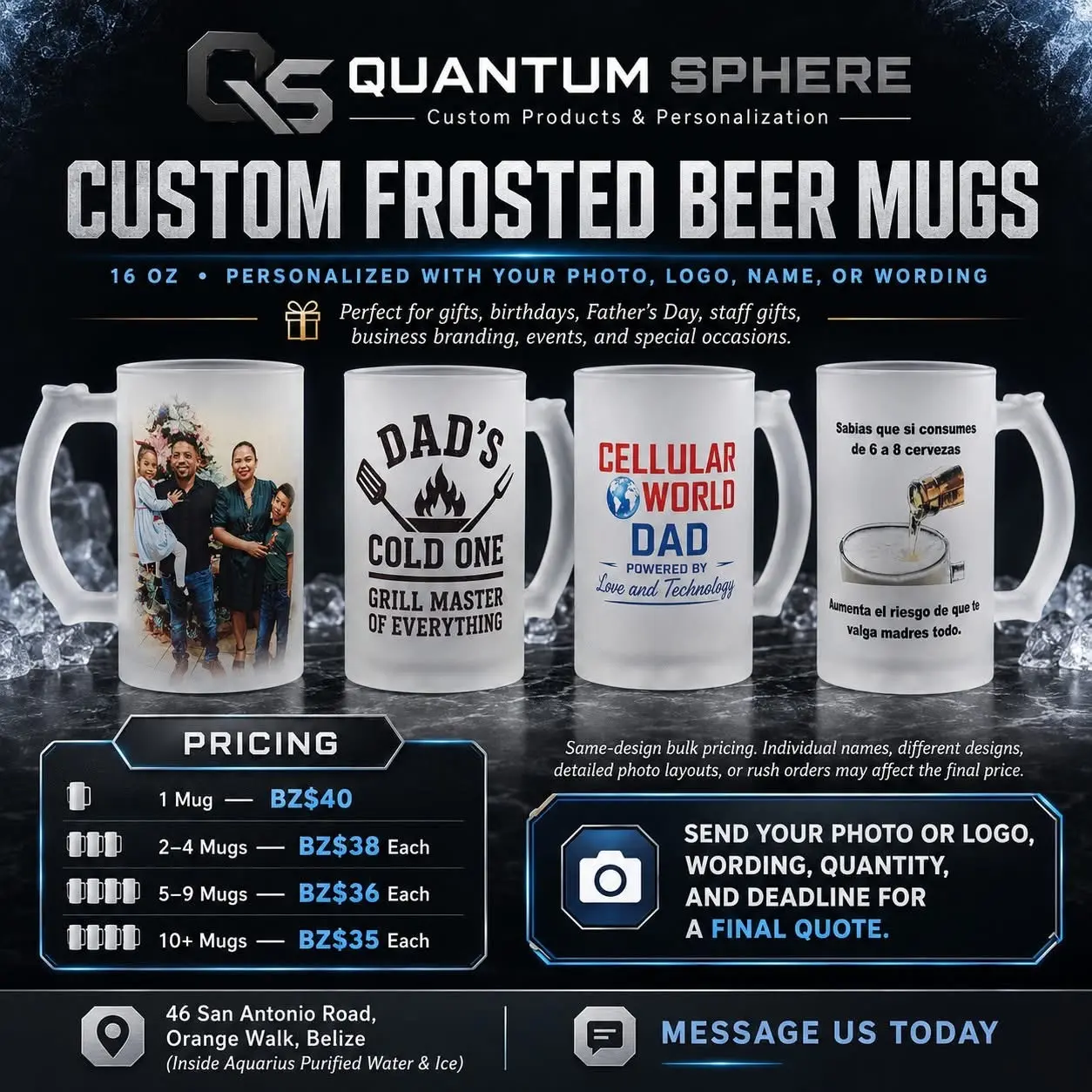 Custom 16 oz Frosted Beer Mug flyer by Quantum Sphere